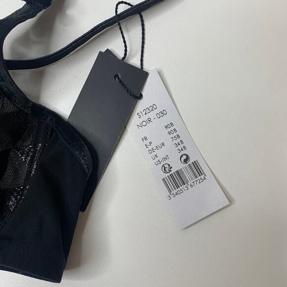 NWT Lou Paris Lingerie Geometric Sheer Mesh Bra Panty Set Black Small - Picture 5 of 12